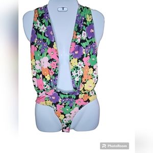 AFRM women's  multi floral halter body suit size XS